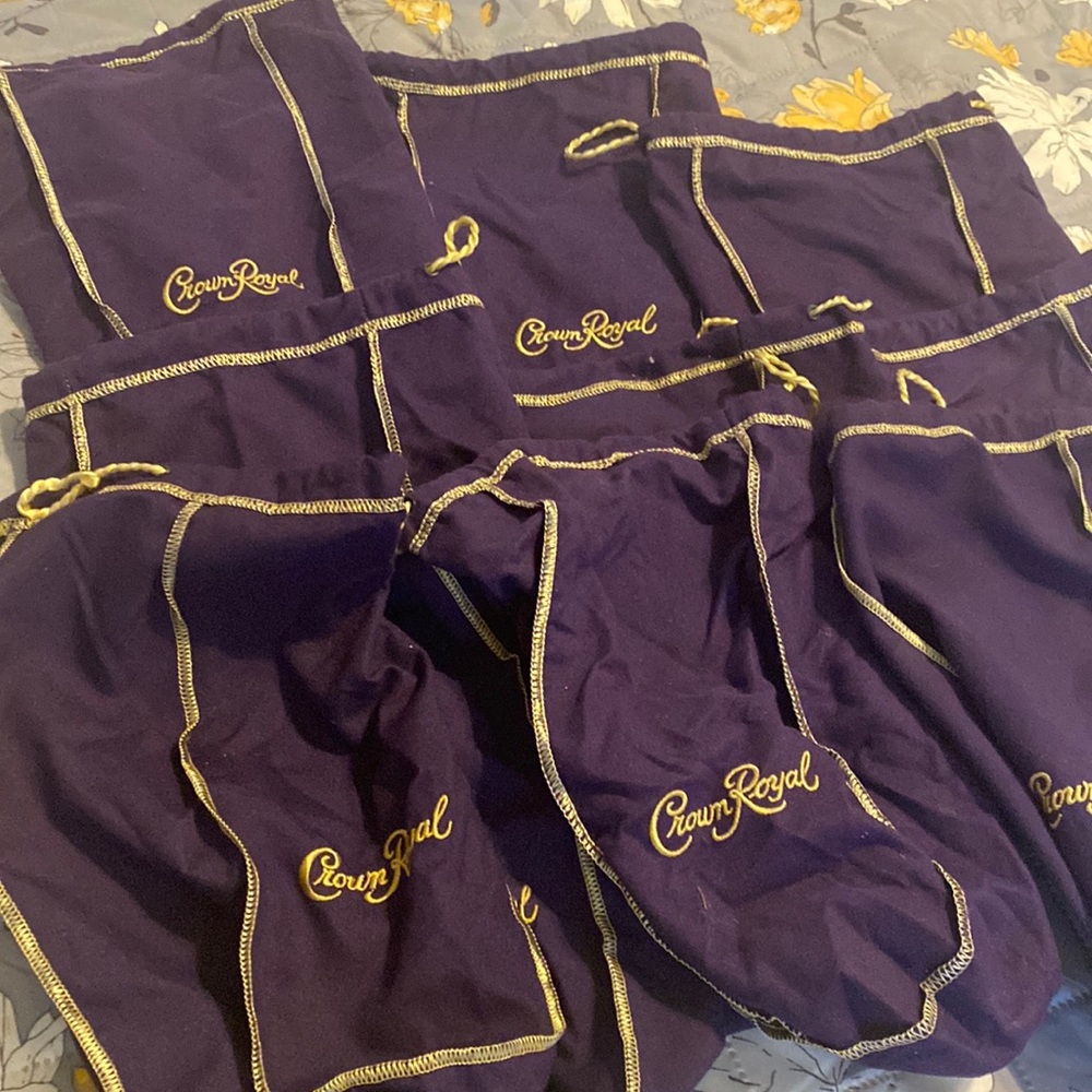 Ten 1-gallon size Crown Royal Bags